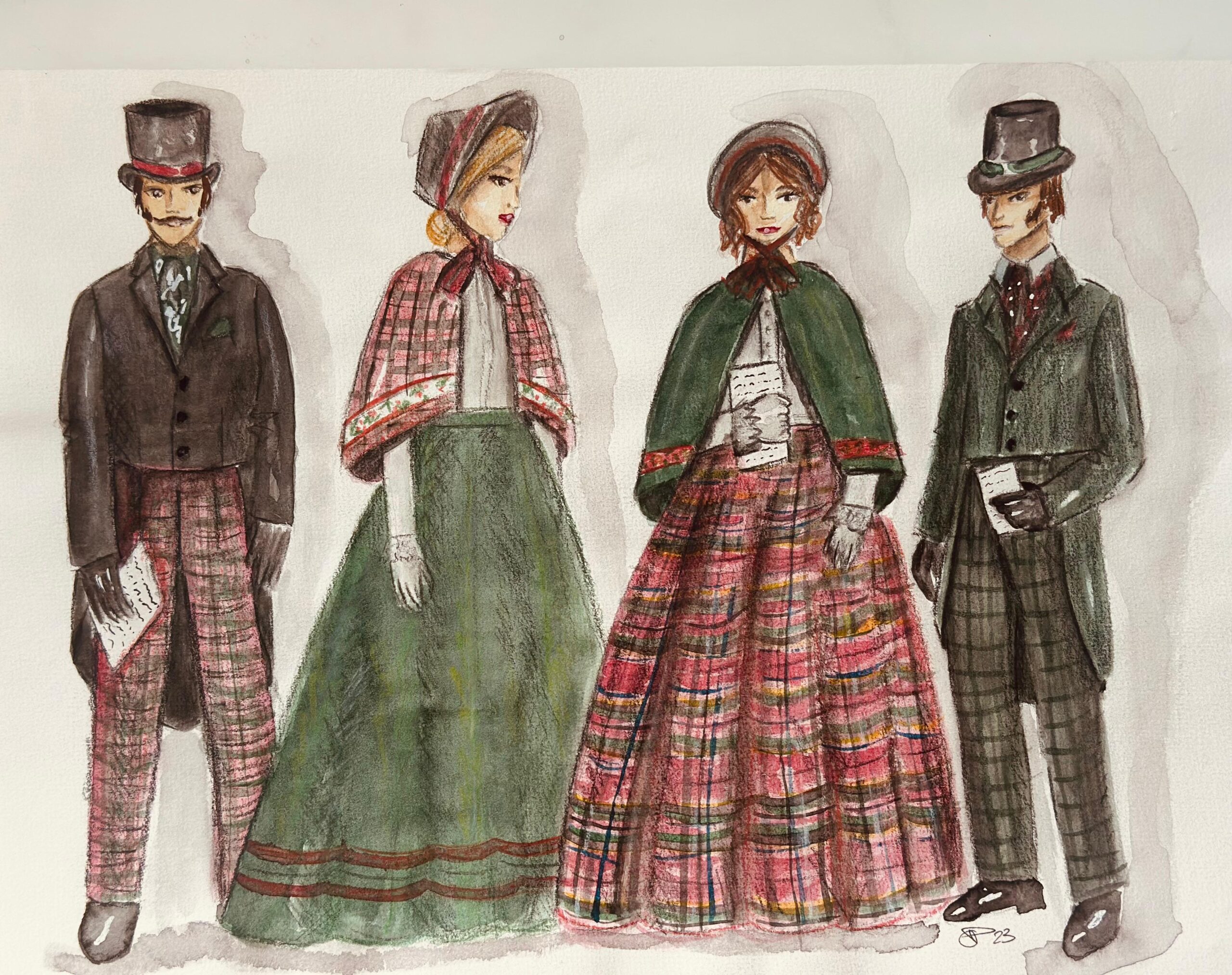 Scrooge, Weihnachtsgeschichte, Visper Theater, historische Kostüme, Visp, Kostüm, Kostümbild, Claudia Pfammatter, Design, Konzept, Entwurf